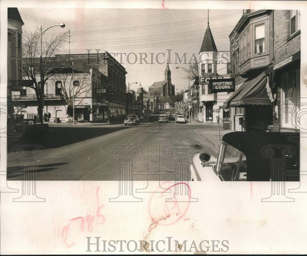 1958 Press Photo Port Washington shopping area, Milwaukee - mjc27126- Historic Images