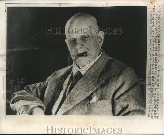 1955 Press Photo Finnish Composer Jean Sibelius in Helsinki - mjc27216- Historic Images