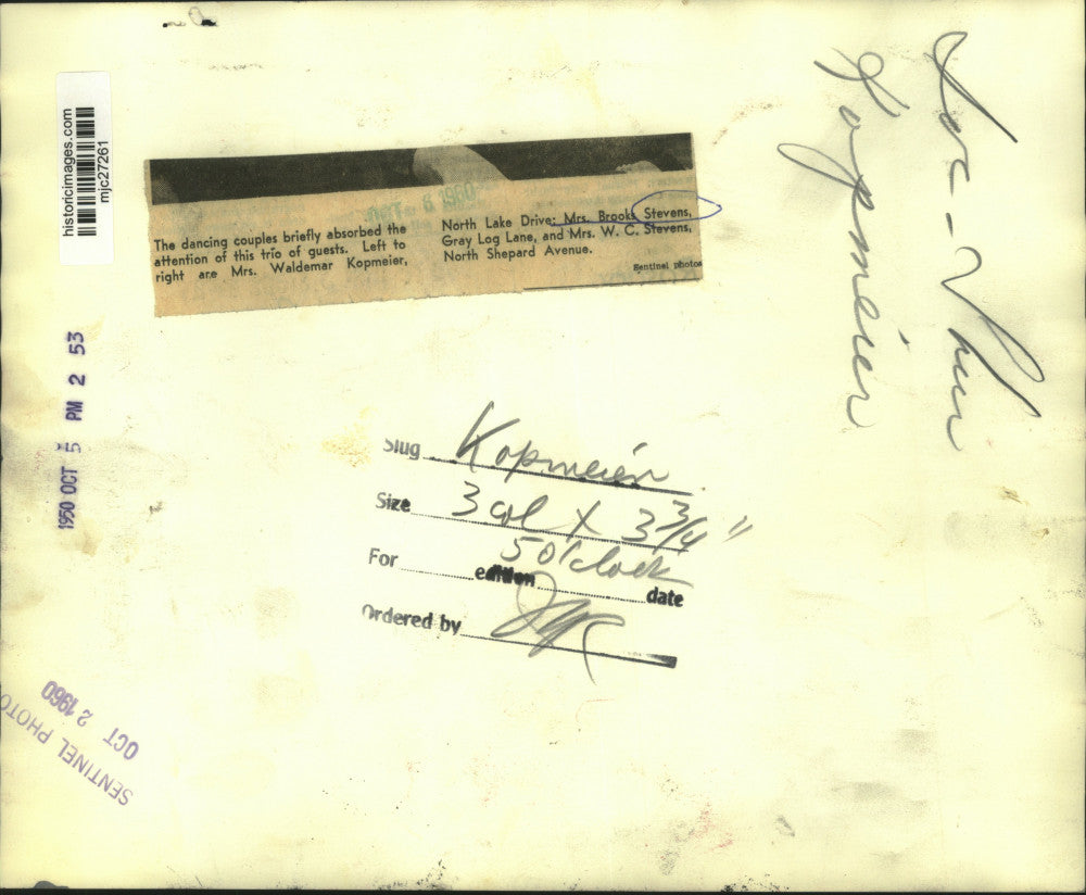 1960 Press Photo Mrs. Brooks Stevens, Mrs. Waldemar Kopmeier, Mrs. W.C. Stevens