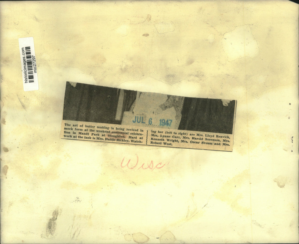 1947 Press Photo Butter making at Centennial Celebration in Stoughton, Wisconsin