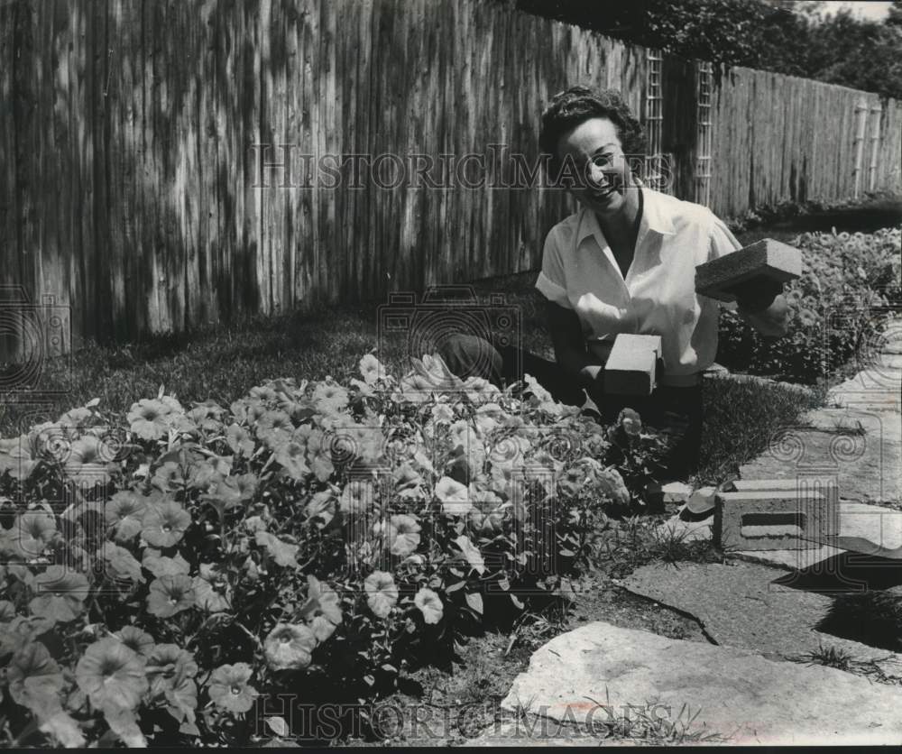 1960 Press Photo Mrs. Sykes gardening on North Beach Drive - mjc27301- Historic Images