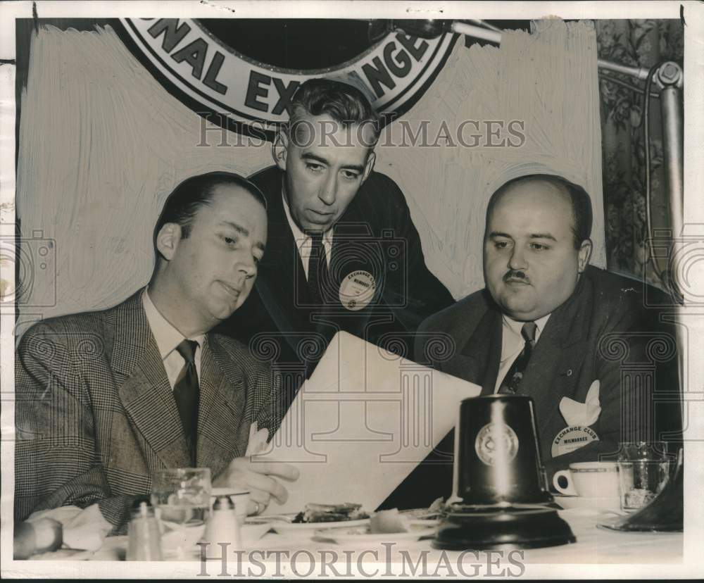 1950 Press Photo Brooks Stevens, Joseph E. Dean and Frederick Lange, Milwaukee