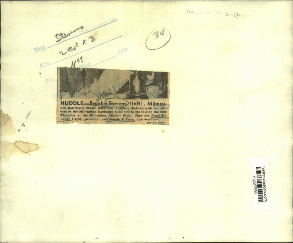 1950 Press Photo Brooks Stevens, Joseph E. Dean and Frederick Lange, Milwaukee