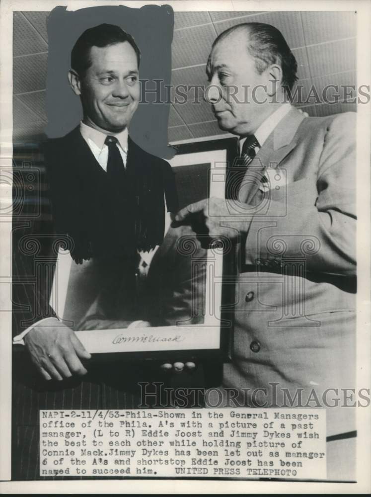 1953 Press Photo Eddie Joost named manager of Philadelphia A&#39;s, Philadelphia- Historic Images