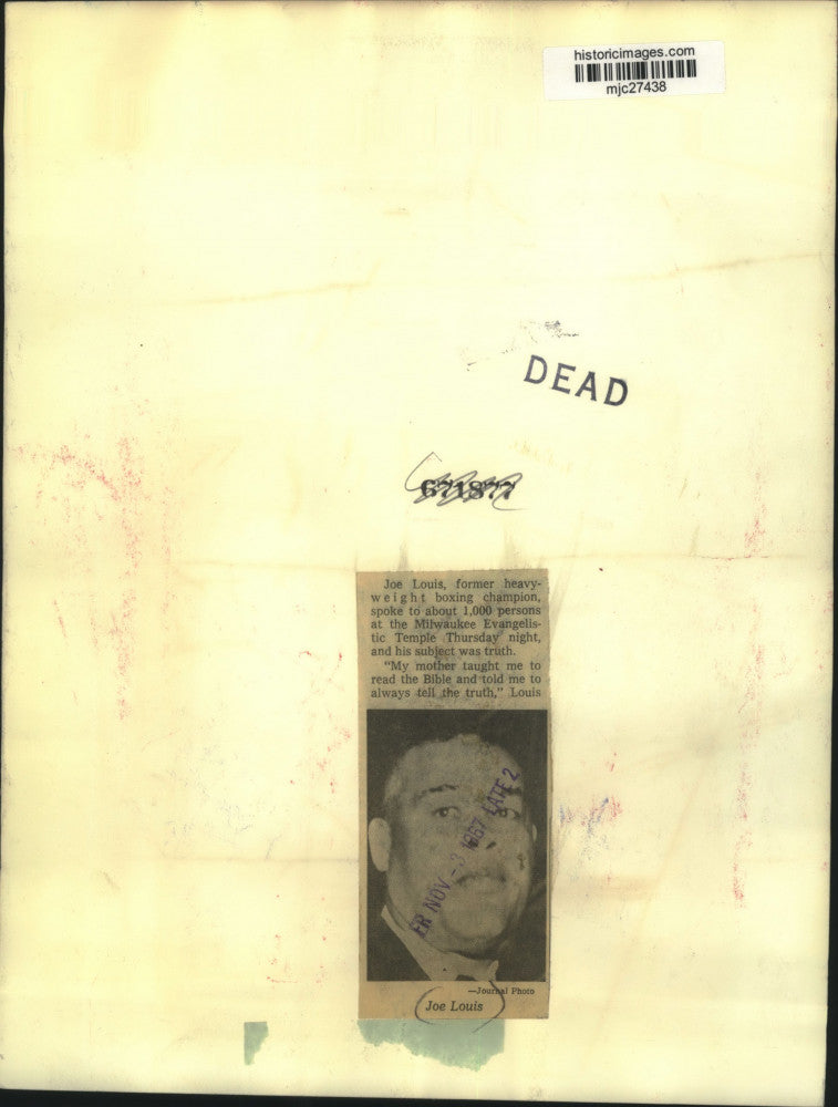 1967 Press Photo Joe Louis , former boxing champion speaking, Milwaukee