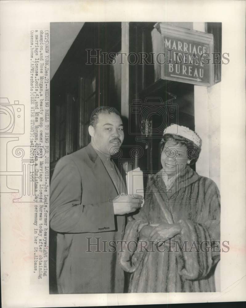 1955 Press Photo Joe Louis to wed Rose Morgan Christmas Day, New York- Historic Images