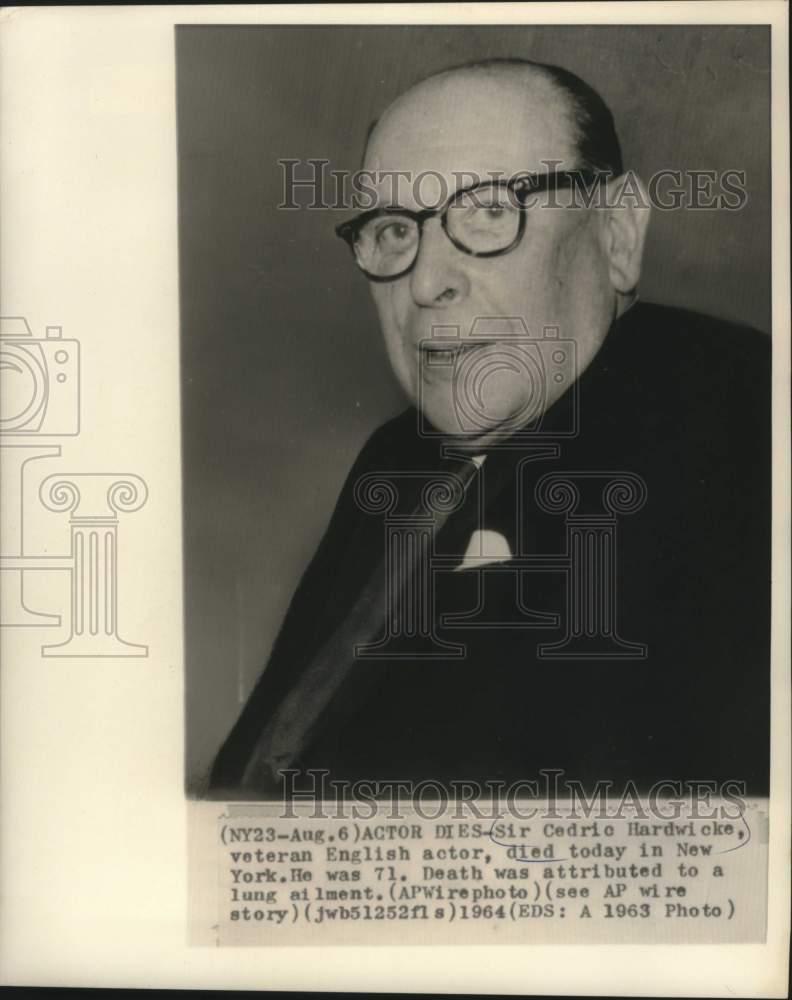 1963 Press Photo Sir Cedric Hardwicke - mjc27583- Historic Images