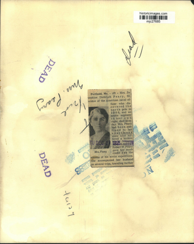 1955 Press Photo Mrs. Josephine D. Peary, Arctic explorer - mjc27685