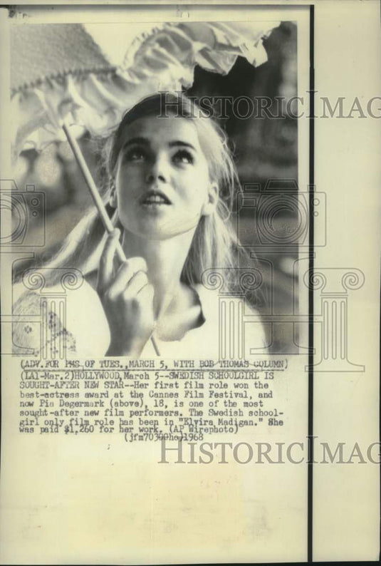 1968 Press Photo Pia Degermark, Best Actress in "Elvira Madigan" - mjc27749- Historic Images