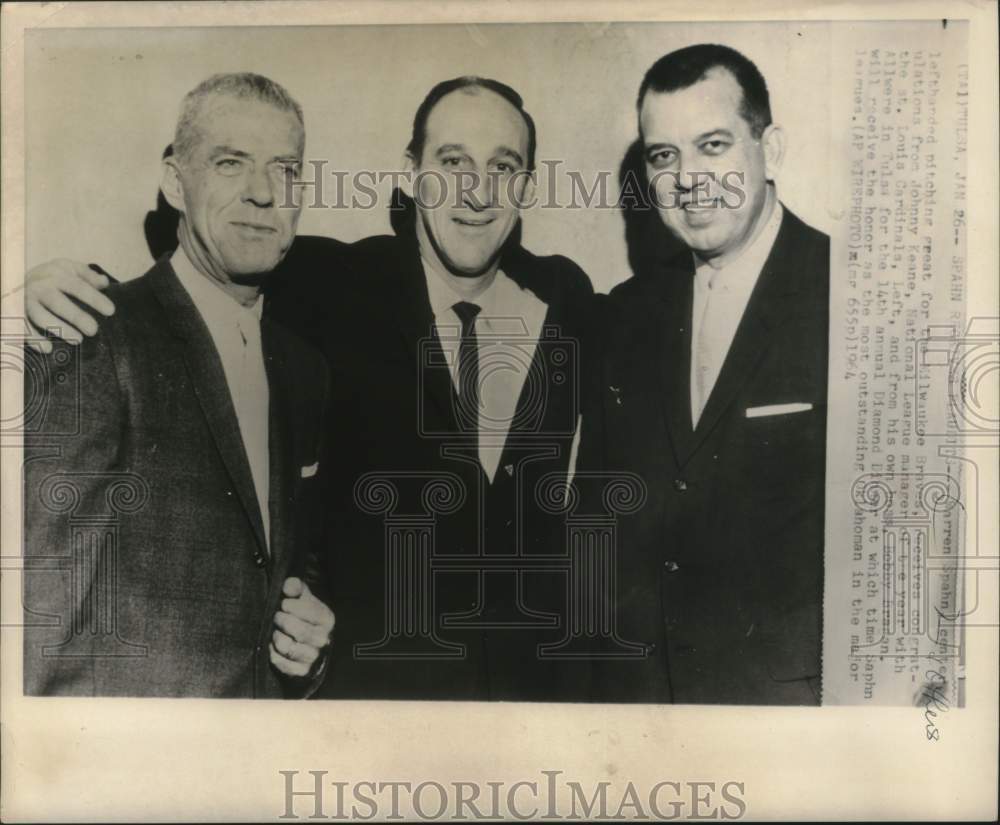 1964 Press Photo Warren Spahn and others at Diamond Dinner in Tulsa - mjc28046- Historic Images