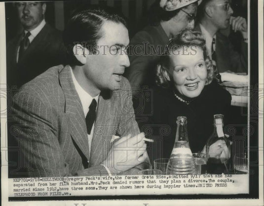 1953 Press Photo Actor Gregory Peck & his wife Greta Rice, Hollywood - mjc28369- Historic Images