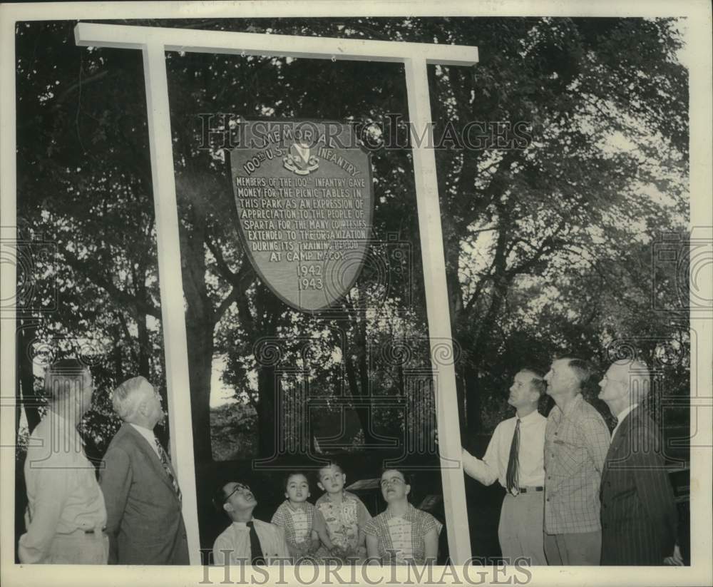 1951 Press Photo 100th US infantry donates funds for tables at a park in Sparta