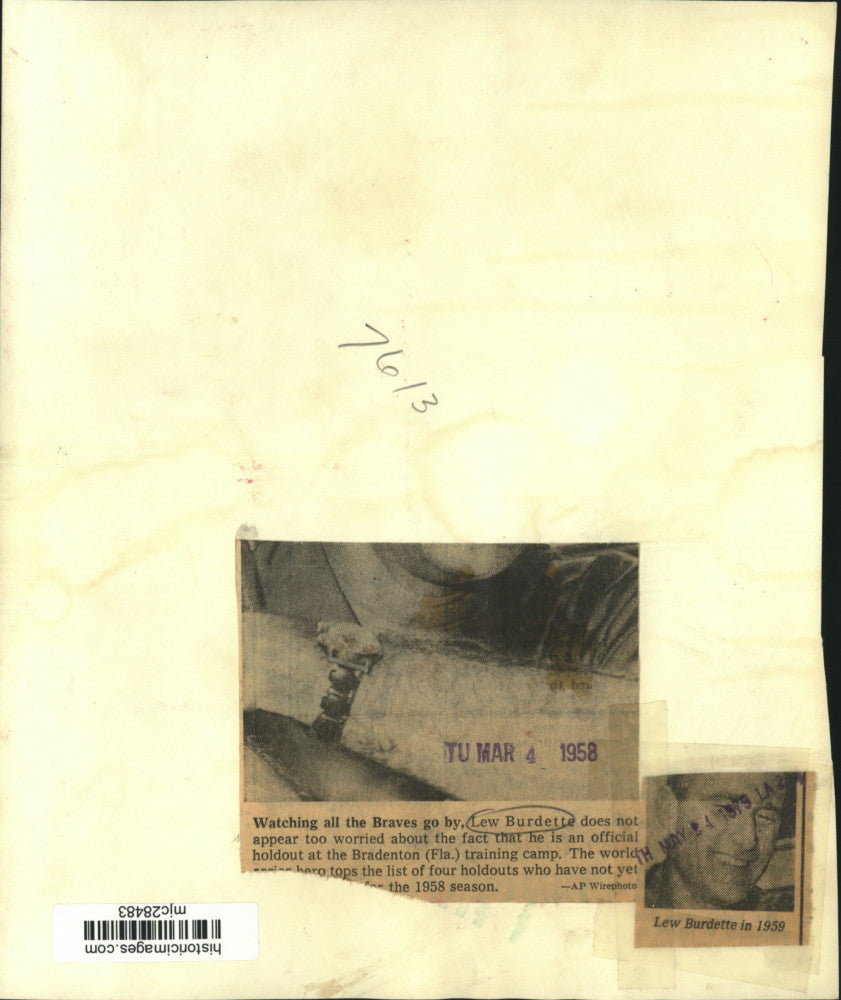 1958 Press Photo Lew Burdette of the Milwaukee Braves, Bradenton, FLorida