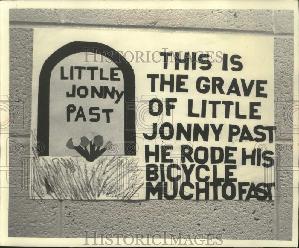 1974 Press Photo Bicycle safety poster in Granton, Wisconsin - mjc28505