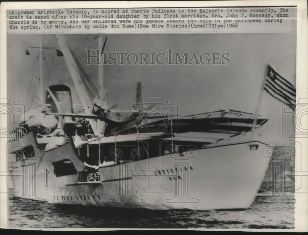 1868 Press Photo The Christina, private yacht of Aristotle Onassis in Spain