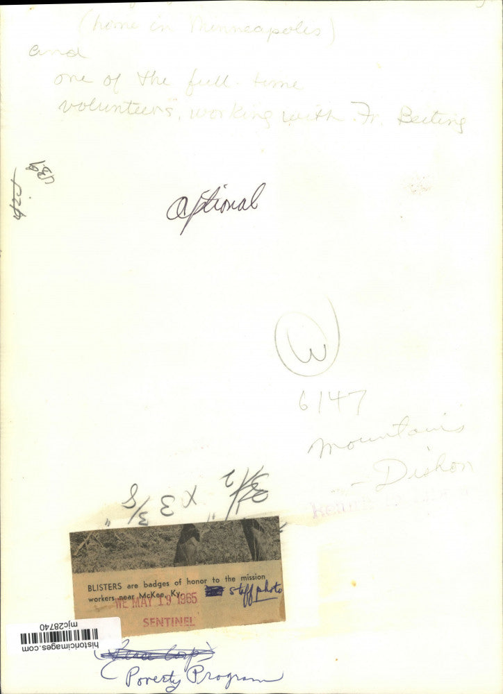 1965 Press Photo Volunteers working on Poverty Project McKee, Kentucky