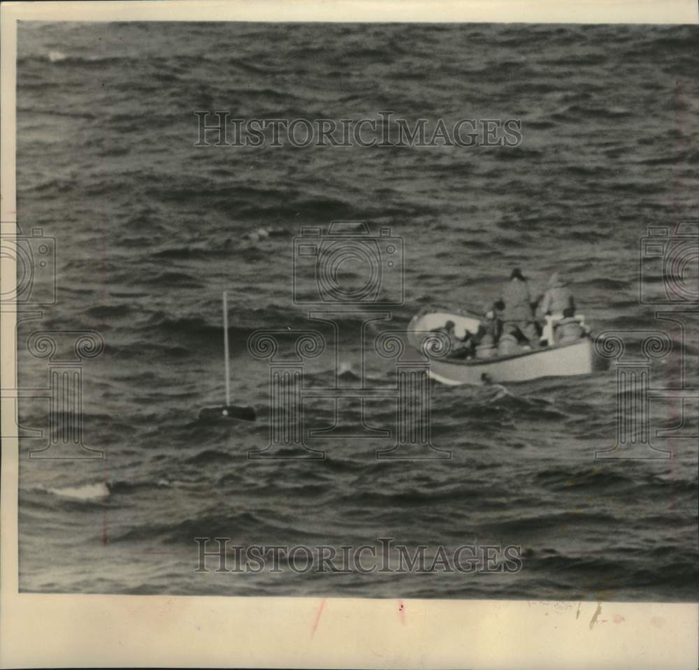 1961 Press Photo A patrol boat near radar installation wreckage site - mjc28777- Historic Images