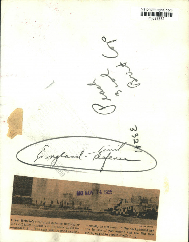 1955 Press Photo Great Britain's first Civil Defense Helicopter London, England