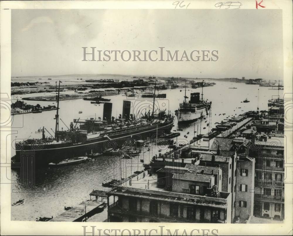 1940 Press Photo Ships in the Suez Canal at Port Said - mjc28899