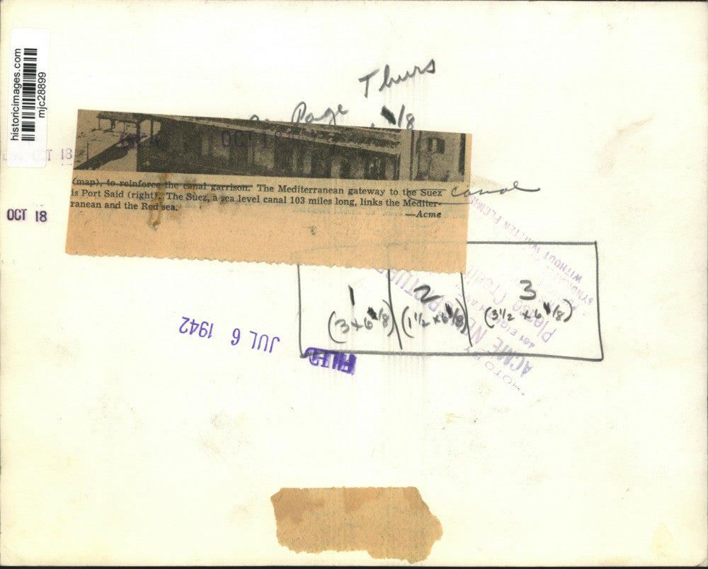 1940 Press Photo Ships in the Suez Canal at Port Said - mjc28899