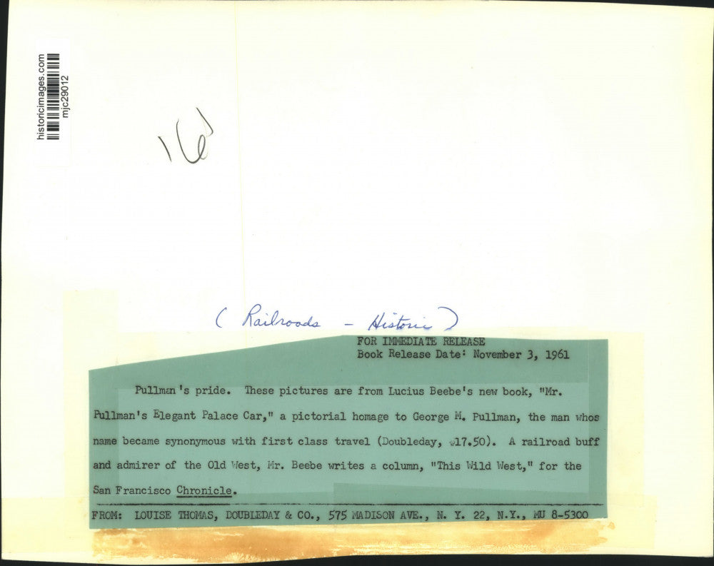 1961 Press Photo George M. Pullman pictorial homage of railroad passenger cars