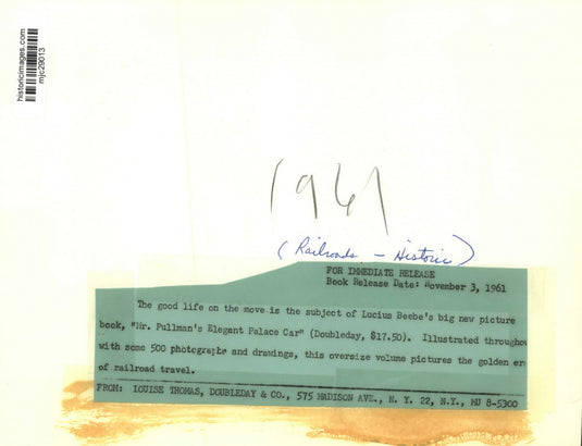 1961 Press Photo Illustrations in the Novel "Mr. Pullman's Elegant Palace Car"