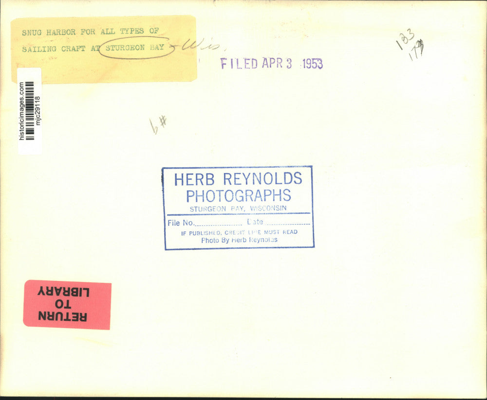 1953 Press Photo Sailboats at Sturgeon Bay, Wisconsin - mjc29118