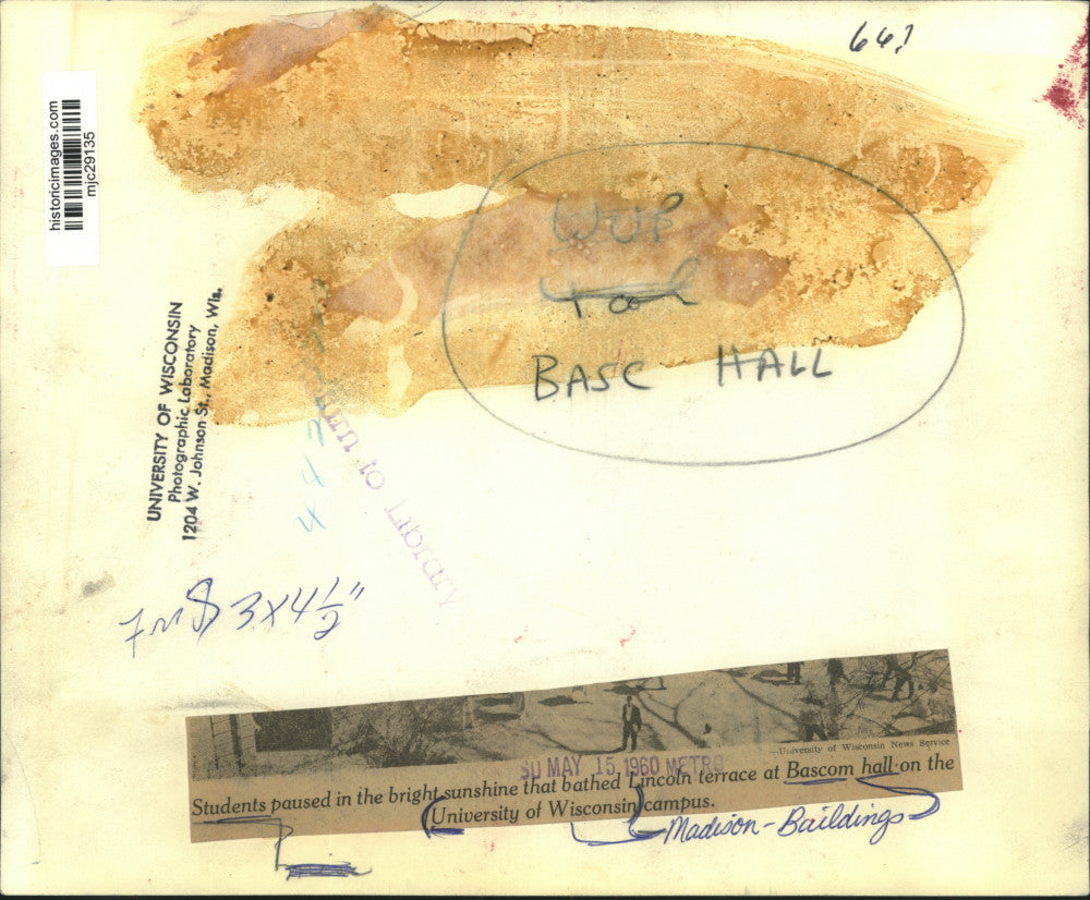 1960 Press Photo University of Wisconsin Lincoln Square and Bascom Hall, Madison