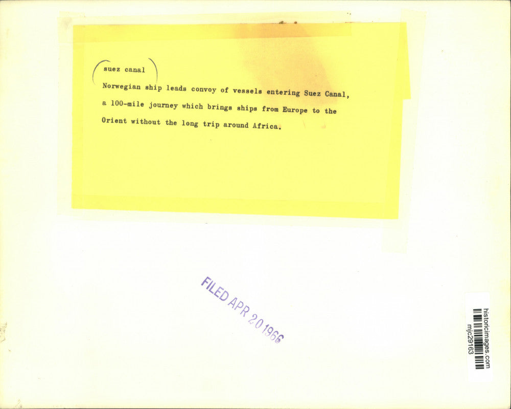 1966 Press Photo Norwegian ship leads convoy of vessels entering Suez Canal