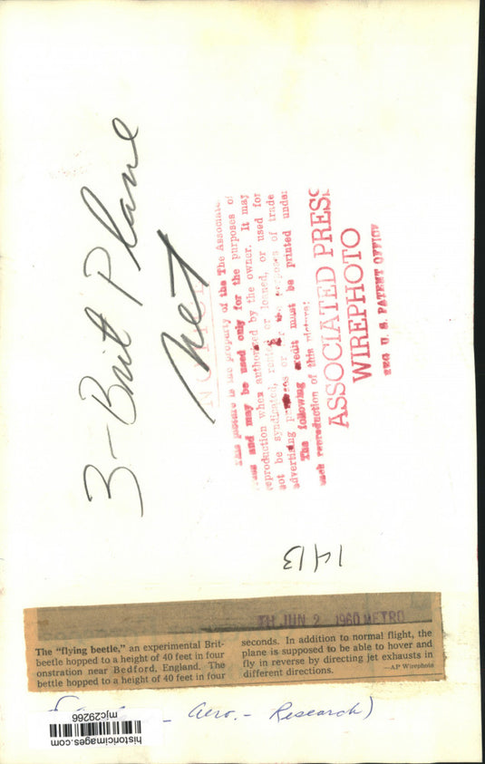 1960 Press Photo Experimental Brit-Beetle near Bedford, England - mjc29266
