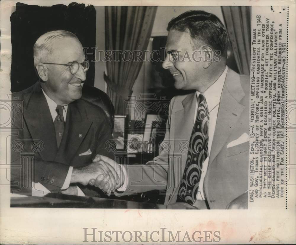 1951 Press Photo President Truman &amp; New York Governor Thomas E Dewey, Washington- Historic Images