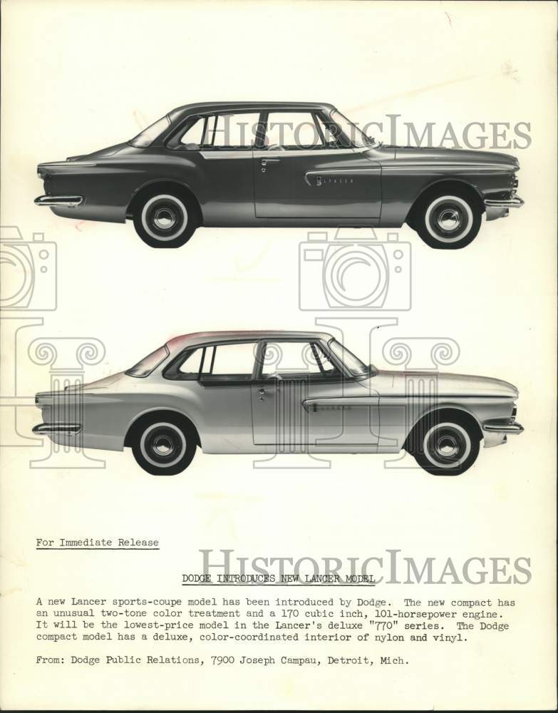 1961 Press Photo Dodge Lancer Sports-coupe - mjc29855