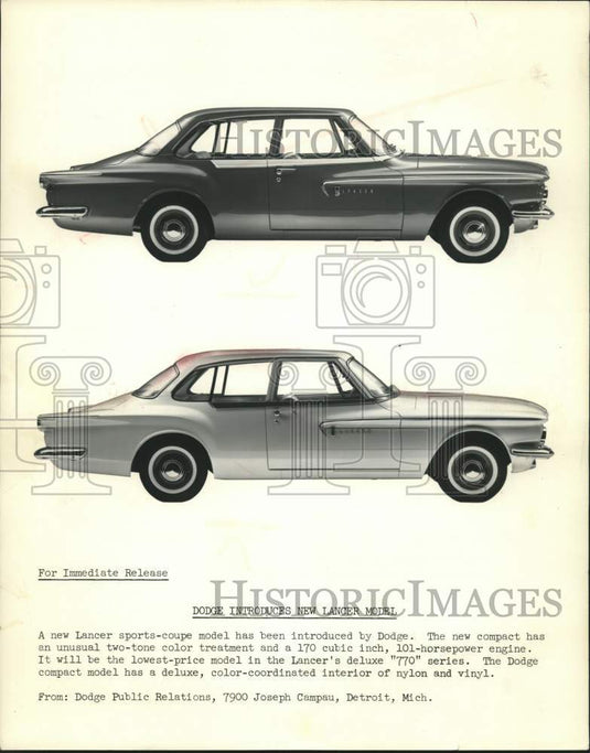 1961 Press Photo Dodge Lancer Sports-coupe - mjc29855