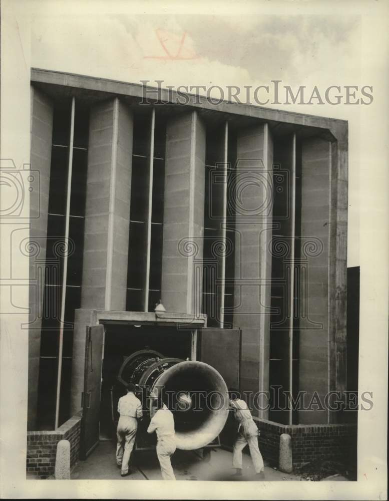 1956 Press Photo Testbed fitted with a silencer designed by British firm- Historic Images