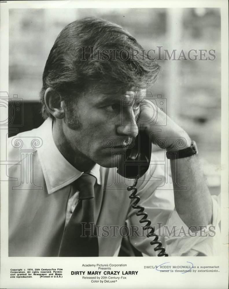 1974 Press Photo Roddy McDowall acts in Dirty Mary Crazy Larry - mjc29969- Historic Images