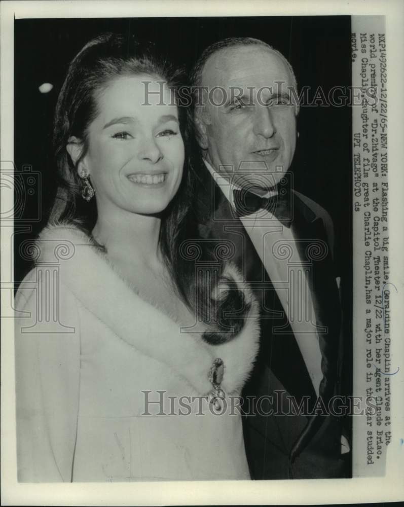 1965 Press Photo Geraldine Chaplin and Claude Brian Dr. Zhivago premier New York- Historic Images