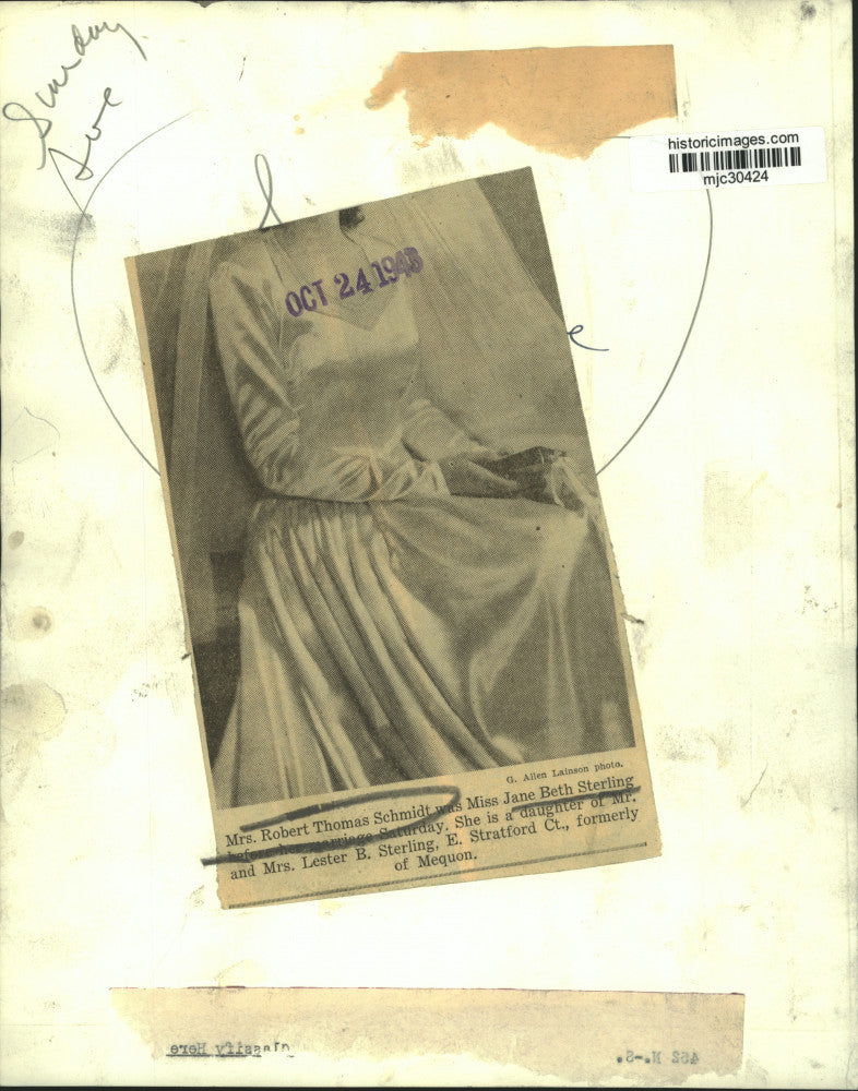 1948 Press Photo Mrs. Robert Thomas Schmidt was Jane Beth Sterling - mjc30424