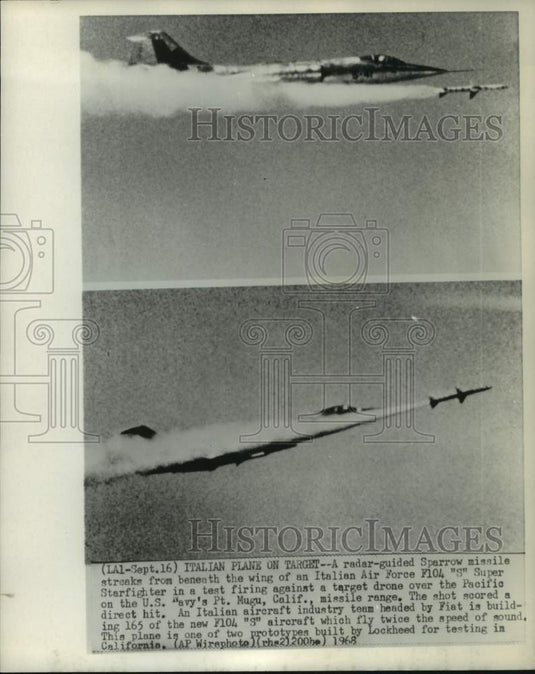 1968 Press Photo Italian made F104 "S" Super Starfighter shooting missile in CA