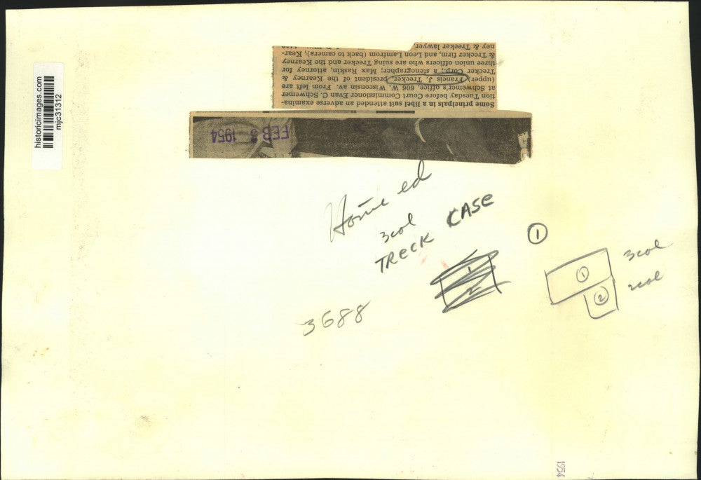 1953 Press Photo Principals in a Libel Lawsuit Attending an Adverse Examination