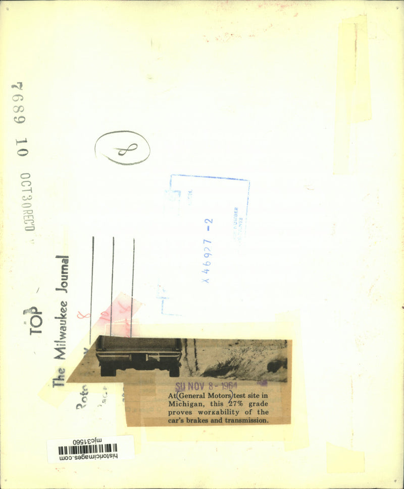 Load image into Gallery viewer, 1964 Press Photo car on 27% grade incline at General Motors test site, Michigan
