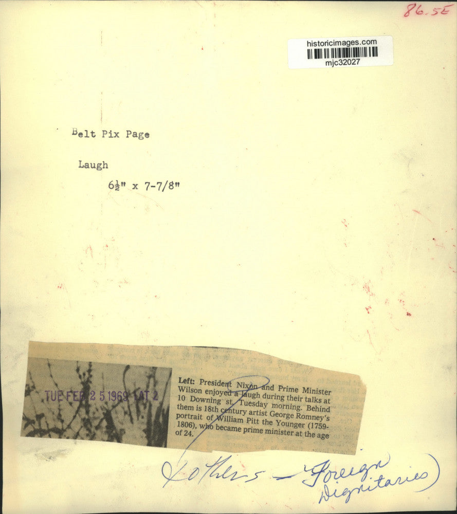 1969 Press Photo President Nixon and Prime Minister Wilson, 10 Downing St