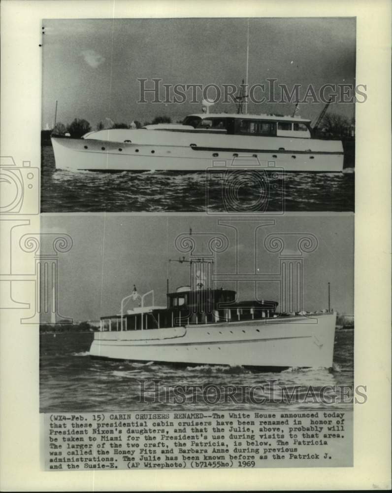 1969 Press Photo US Presidential Boats Renamed to Julie and Patricia - mjc32158