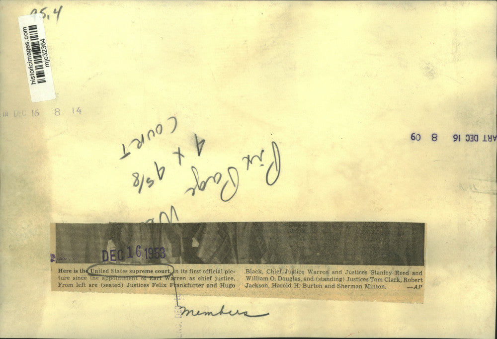 1953 Press Photo United States Supreme Court members - mjc32364