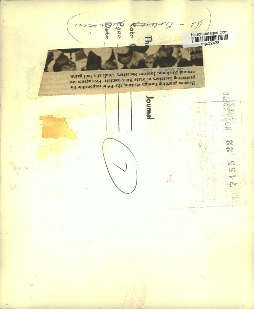 1963 Press Photo Protective Service agents protect Secy of State Rusk at game