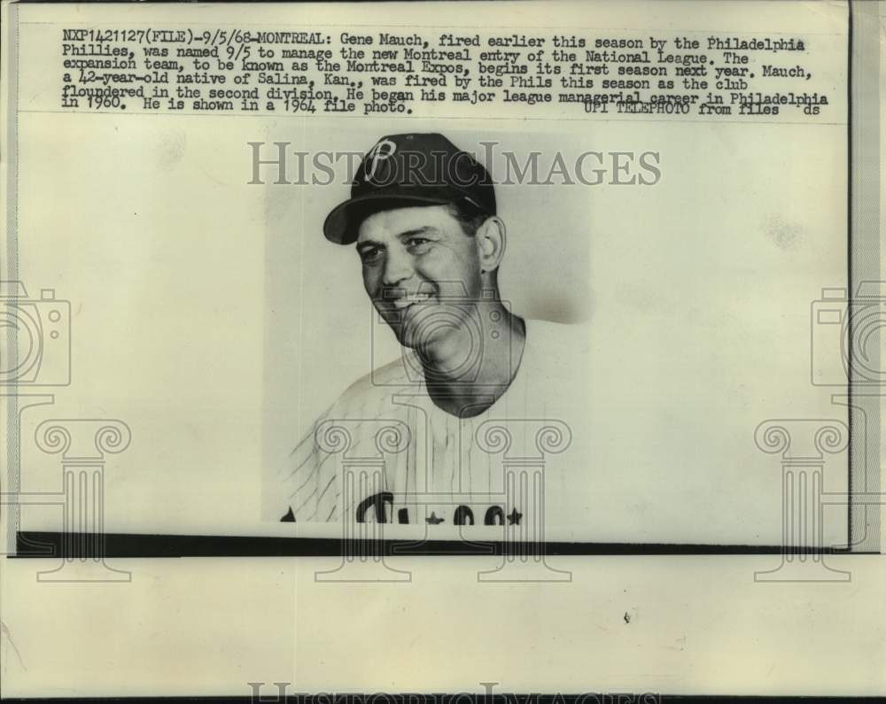 1964 Press Photo Gene Mauch named manager of Montreal Expos, Montreal- Historic Images