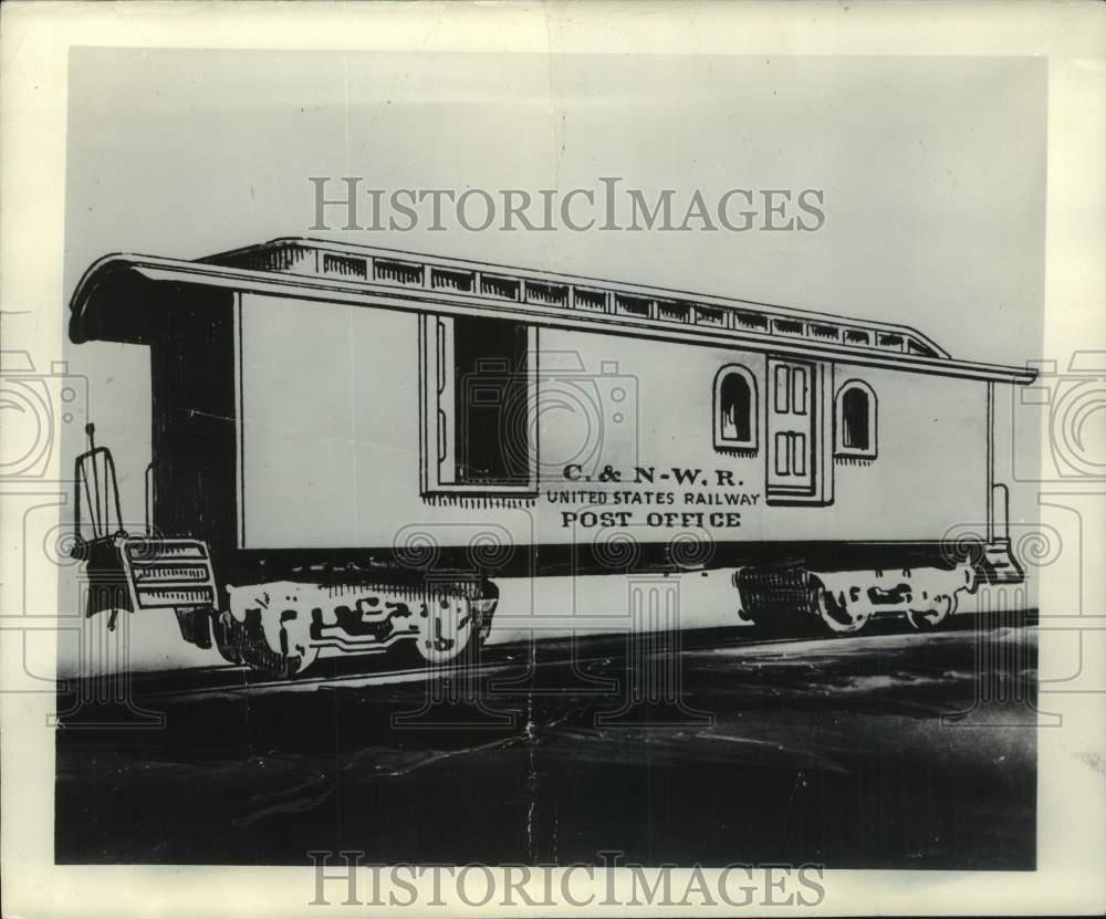 1948 Press Photo C & N-W-R railway United States Railway Post office car