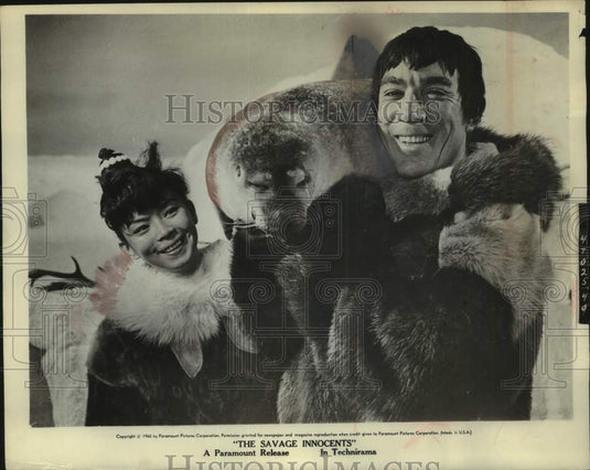 1961 Press Photo Actor Anthony Quinn and Yoko Tani in "The Savage Innocents"- Historic Images
