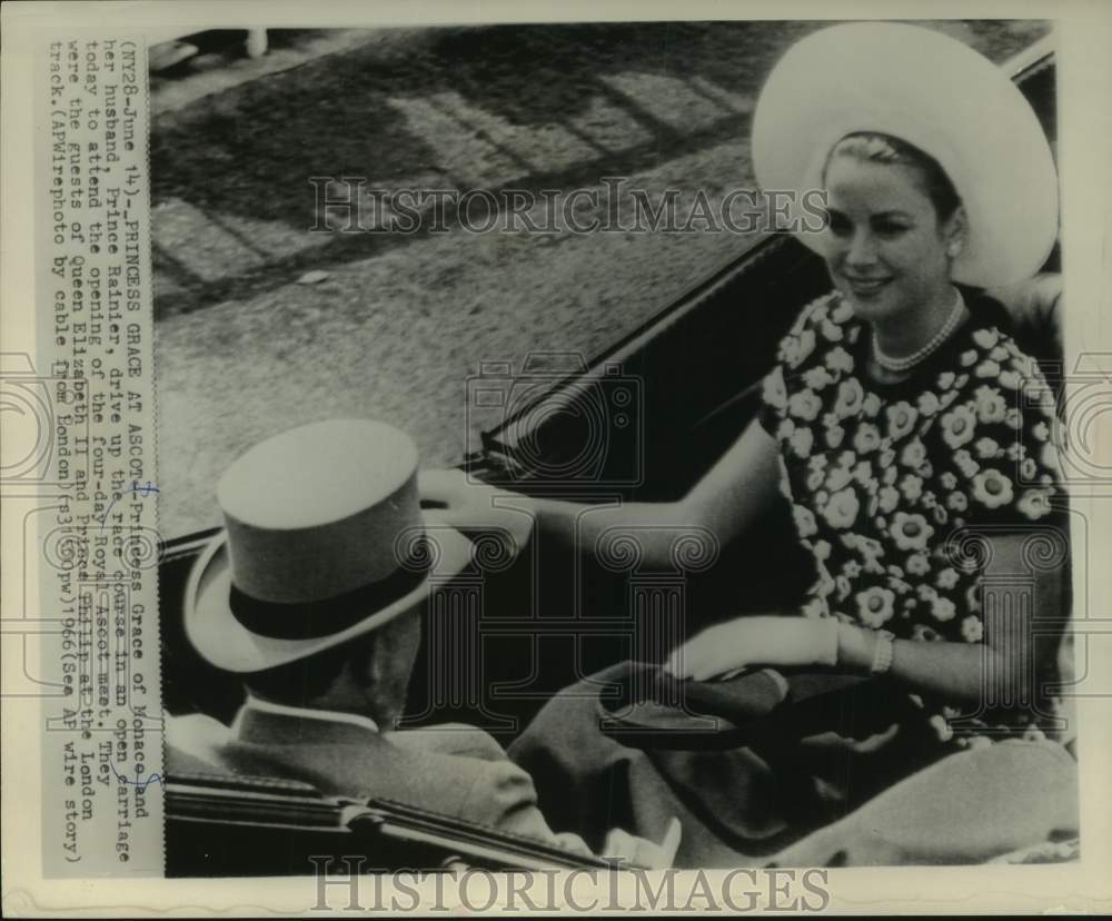 1966 Press Photo Princess Grace of Monaco and husband attend Royal Ascot Meet- Historic Images