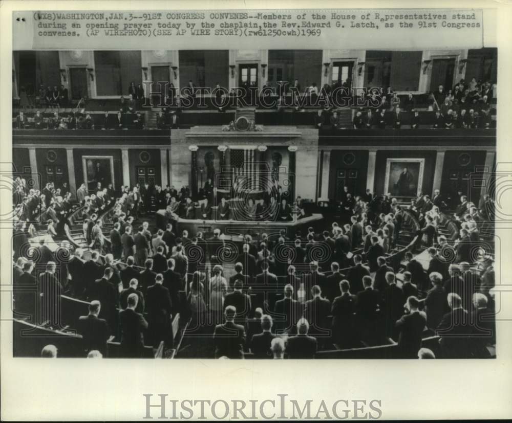 1969 Press Photo House of Representatives Stand During Chaplain&#39;s Opening Prayer- Historic Images