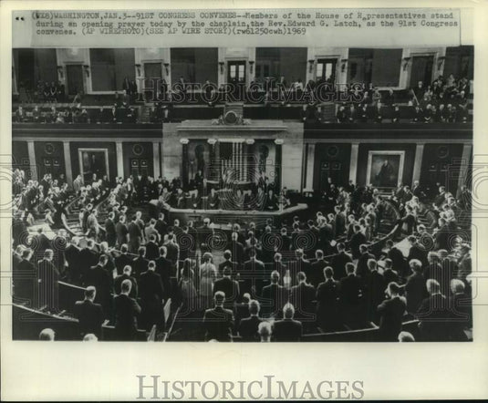 1969 Press Photo House of Representatives Stand During Chaplain's Opening Prayer- Historic Images